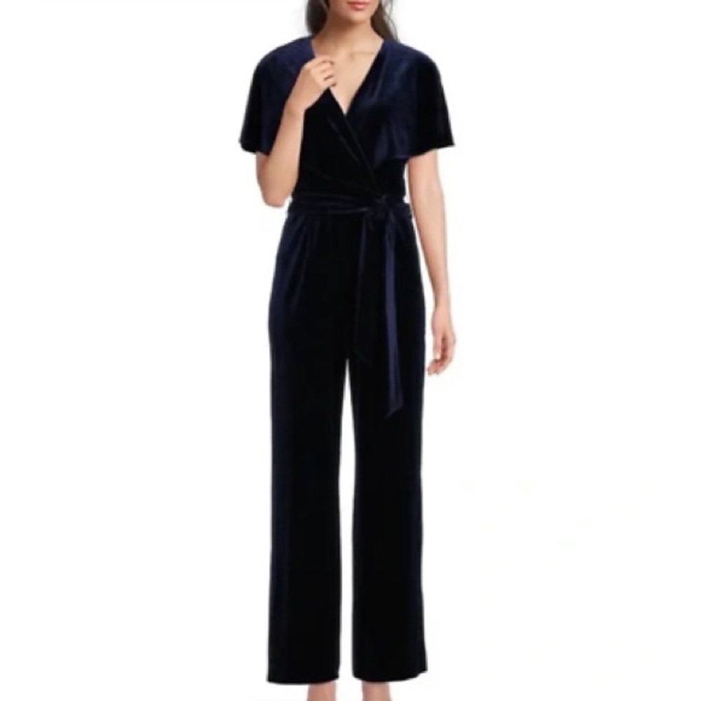 NWT Alex Marie Beth Velvet Wide Leg Jumpsuit SZ 14
